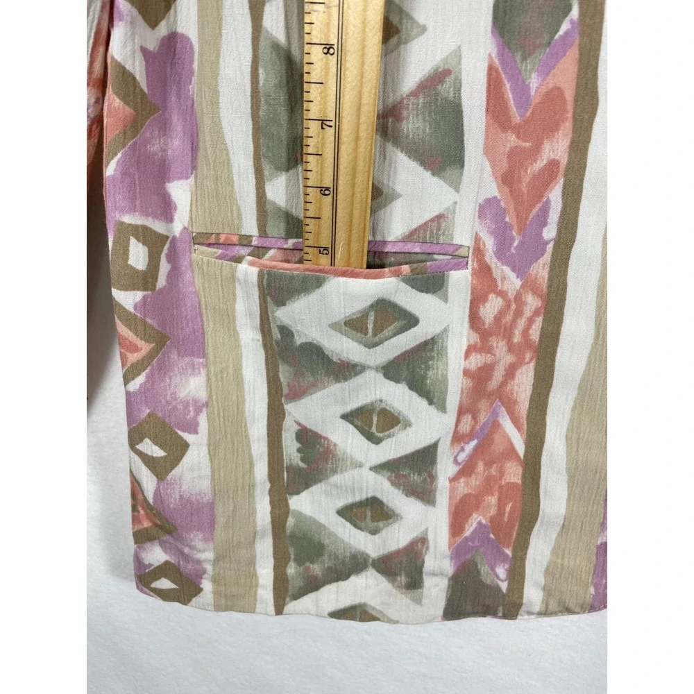 Toni Garment Women Blazer Abstract Print Vintage 80s Shoulder Pads Career Medium